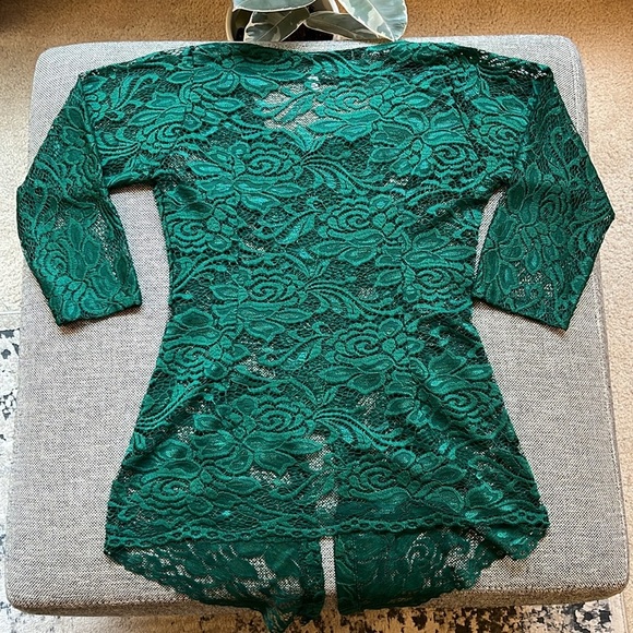 Forest Fairy Green Lace Vintage Blouse, Size: Large - Picture 8 of 17